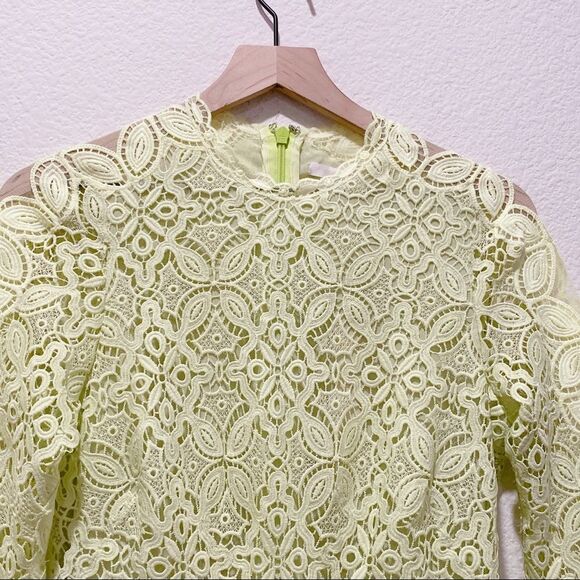 Jonathan Simkhai Guipure Lace Long Sleeve Mini Dress Pear Size 6 - Picture 11 of 12